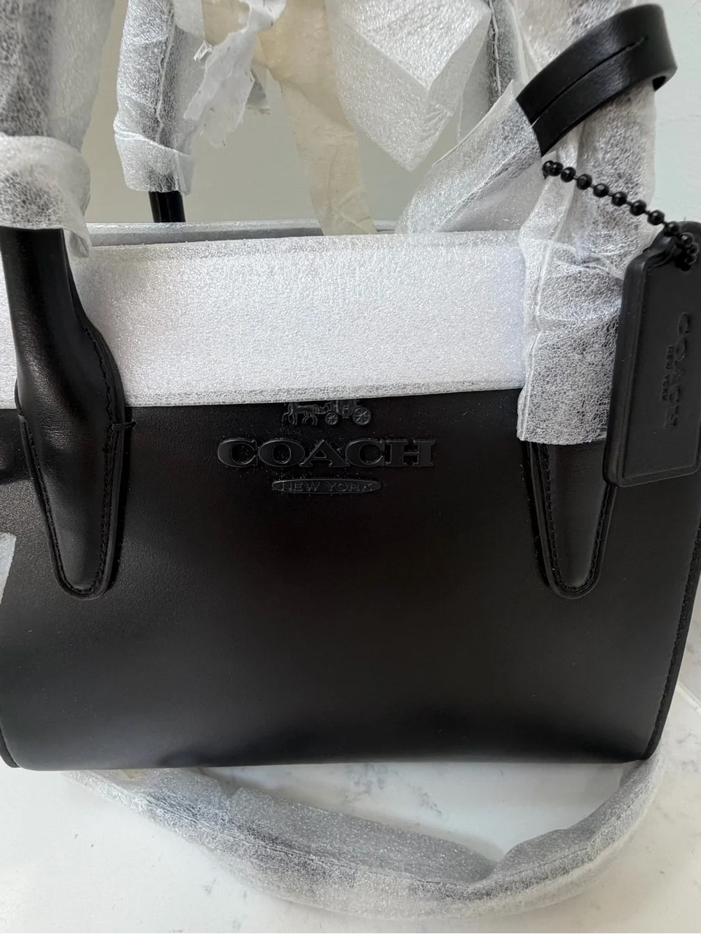 Coach Black Leather Structured Tote